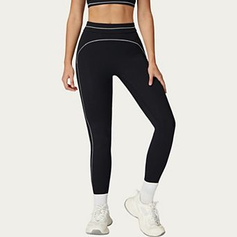 Women's High Waist Sculpting Leggings with Curved Contrast Seam Detailing and Stretch Fabric