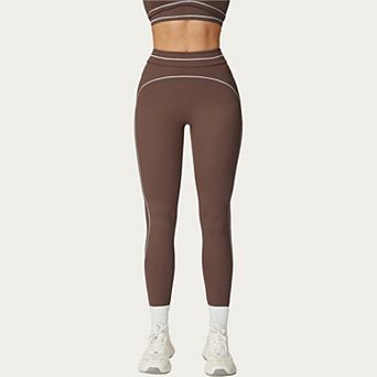 Women's High Waist Sculpting Leggings with Curved Contrast Seam Detailing and Stretch Fabric