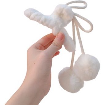 Plush Faux Fur Pom Pom Tie Scarf Accessory with Soft Texture and Adjustable Cord