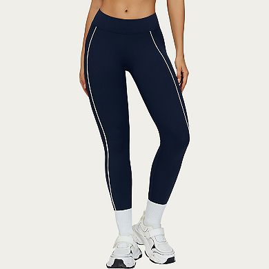 Women's High Waist Performance Leggings with Contrast Piping and Sculpting Stretch Fit