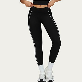 Women's High Waist Performance Leggings with Contrast Piping and Sculpting Stretch Fit