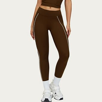 Women's High Waist Performance Leggings with Contrast Piping and Sculpting Stretch Fit