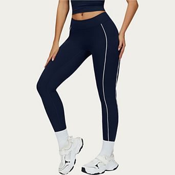 Women's High Waist Performance Leggings with Contrast Piping and Sculpting Stretch Fit