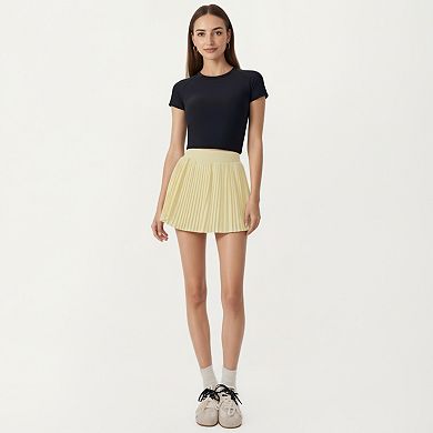 Women's Short Sleeve Cropped Active Top with Open Back Tie Detail and Stretch Fit