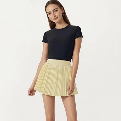 Women's Short Sleeve Cropped Active Top with Open Back Tie Detail and Stretch Fit