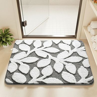 Women's Floral Pattern Bath Mat Soft Textured Bathroom Rug