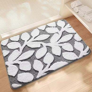 Women's Floral Pattern Bath Mat Soft Textured Bathroom Rug