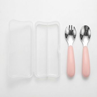 Portable Spoon and Fork Set with Storage Case Reusable Compact Travel Tableware