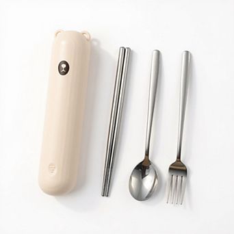 Portable Flatware Set with Storage Case Chopsticks Spoon Fork Compact Travel Utensils