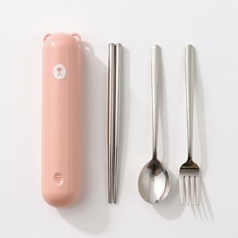 Portable Flatware Set with Storage Case Chopsticks Spoon Fork Compact Travel Utensils