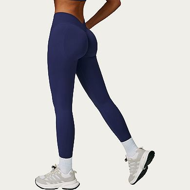 Women's High Waist Smooth Finish Athletic Leggings with Sculpting Fit Stretch Knit Fabric
