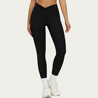 Women's High Waist Sculpting Leggings with Twist Front Waistband and Smooth Stretch Fabric
