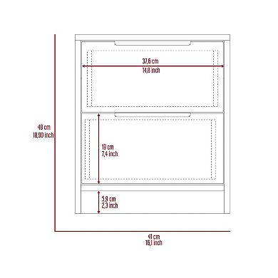 Egeo Nightstand, Two Drawers, Superior Top