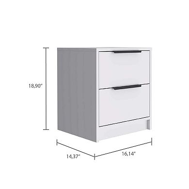 Egeo Nightstand, Two Drawers, Superior Top