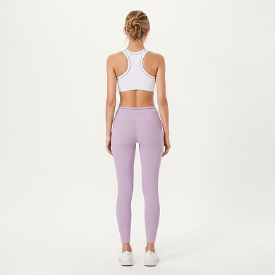 Women's Ribbed Racerback Sports Bra with Scoop Neck and Medium Support