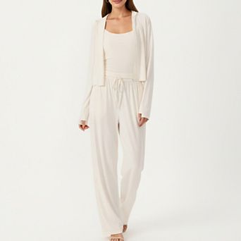 Women's 3 pc Activewear Set with Sleeveless Tank Cropped Jacket and Drawstring Athletic Pants