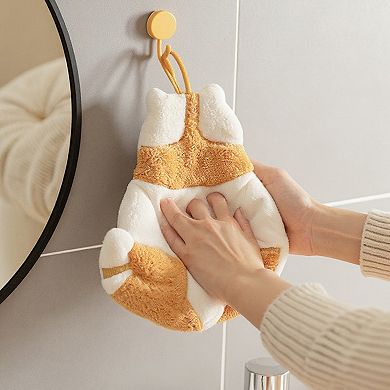 Soft Absorbent Hanging Hand Towel with Cat Shape Reusable Cleaning Cloth