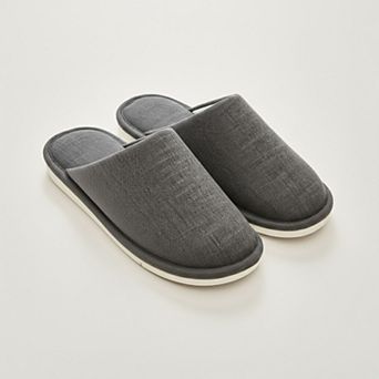 Women’s Closed Toe Slide House Slippers with Woven Texture Upper and Cushioned Footbed