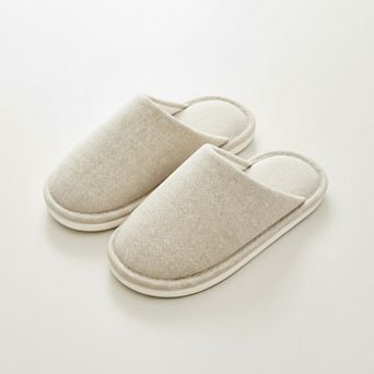 Women’s Closed Toe Slide House Slippers with Woven Texture Upper and Cushioned Footbed