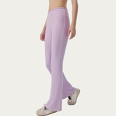 Women's High Waist Ribbed Active Flare Pants with Stretch Performance Fabric