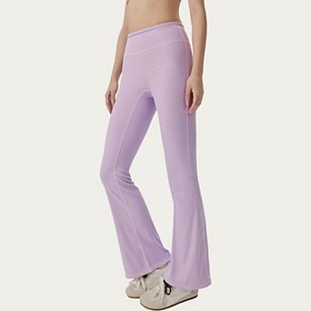 Women's High Waist Ribbed Active Flare Pants with Stretch Performance Fabric
