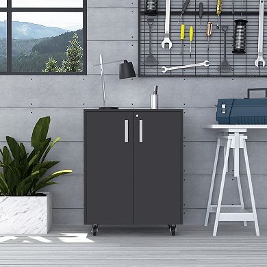 Hartford Storage Double Door Cabinet, Two Interior Shelves, Casters