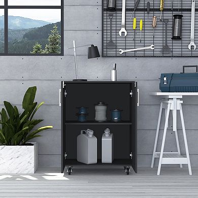 Hartford Storage Double Door Cabinet, Two Interior Shelves, Casters