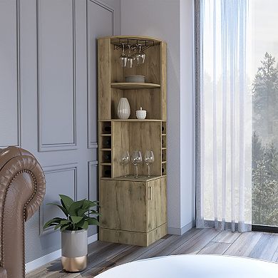 Egina Bar Cabinet Two Drawers, Eight Bottle Cubbies, Two Large Open Shelves