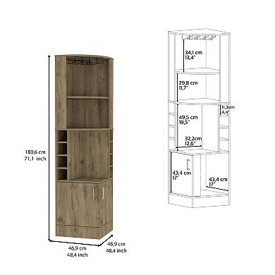 Egina Bar Cabinet Two Drawers, Eight Bottle Cubbies, Two Large Open Shelves