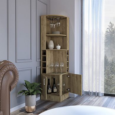 Egina Bar Cabinet Two Drawers, Eight Bottle Cubbies, Two Large Open Shelves