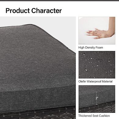 PATIOEASY Shrinking pin rattan eight-piece set grey patio sectional Thick Cushions for Garden