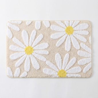 Tufted Floral Accent Mat Soft High Pile Decorative Floor Decoration