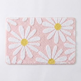 Tufted Floral Accent Mat Soft High Pile Decorative Floor Decoration