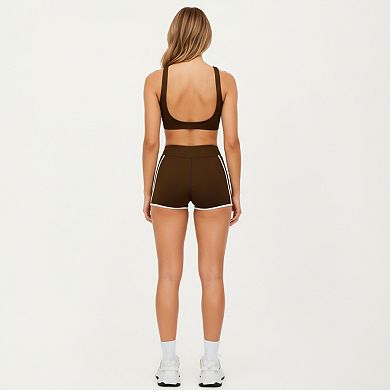 Women's Twist Front Sports Bra with Wide Straps and Scoop Back Support