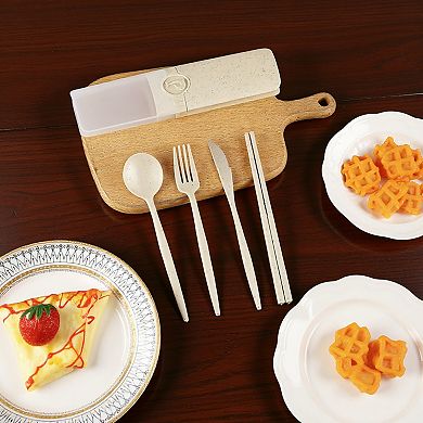 Reusable Dining Utensil Set with Chopsticks Fork Knife Spoon and Storage Case
