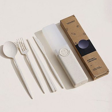 Reusable Dining Utensil Set with Chopsticks Fork Knife Spoon and Storage Case
