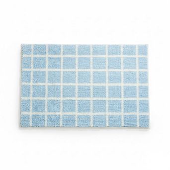 Plush Absorbent Bathroom Floor Mat with Grid Pattern Soft Textured Bath Rug