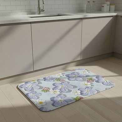 Plush Absorbent Bathroom Floor Mat with Floral Pattern Soft Cushioned Bath Rug