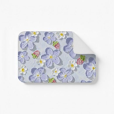 Plush Absorbent Bathroom Floor Mat with Floral Pattern Soft Cushioned Bath Rug