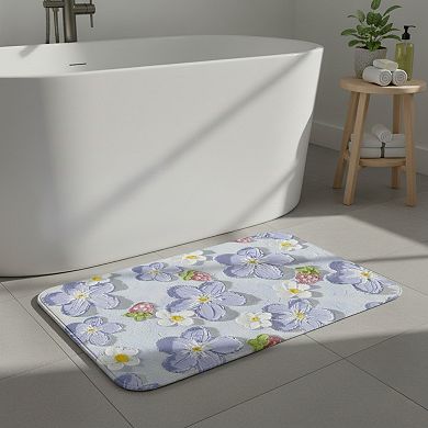 Plush Absorbent Bathroom Floor Mat with Floral Pattern Soft Cushioned Bath Rug