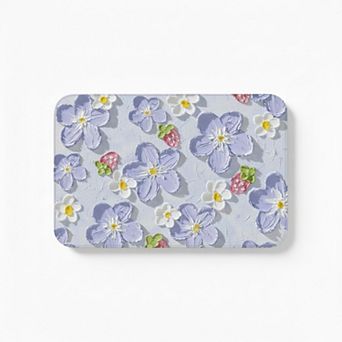 Plush Absorbent Bathroom Floor Mat with Floral Pattern Soft Cushioned Bath Rug