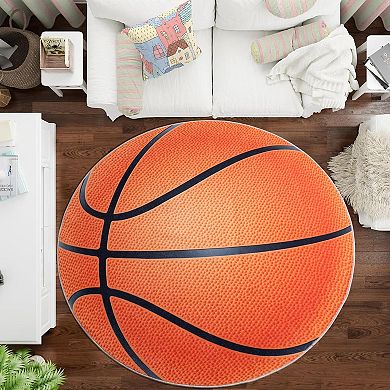 Round Ball Pattern Area Rug, Fluffy Washable Rug for Living Room & Kids Room