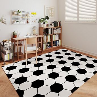 Round Ball Pattern Area Rug, Fluffy Washable Rug for Living Room & Kids Room