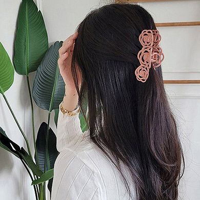 Triple Flower Hair Claw Clip with Secure Hold and Decorative Open Design
