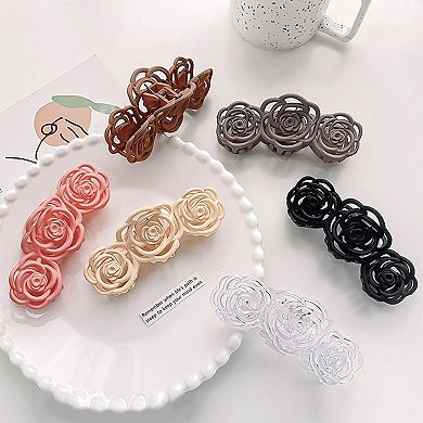 Triple Flower Hair Claw Clip with Secure Hold and Decorative Open Design