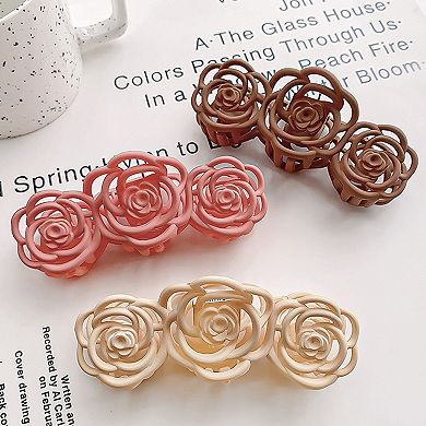 Triple Flower Hair Claw Clip with Secure Hold and Decorative Open Design