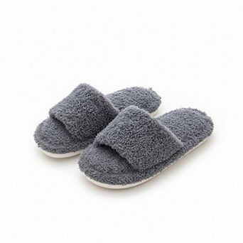Women’s Plush Slide House Slippers with Soft Textured Upper and Cushioned Comfort Footbed