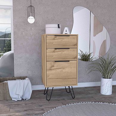 Begonia Light Dresser, Superior Top,Three Drawers, Hairpin Legs