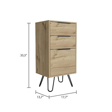 Begonia Light Dresser, Superior Top,Three Drawers, Hairpin Legs