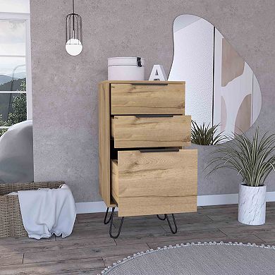 Begonia Light Dresser, Superior Top,Three Drawers, Hairpin Legs